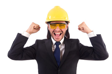 Young architect isolated on white