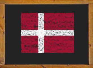 Denmark flag on a blackboard