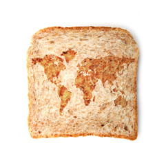 Weltkarte auf dem Toastbrot