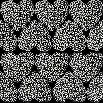 Seamless texture with floral hearts.