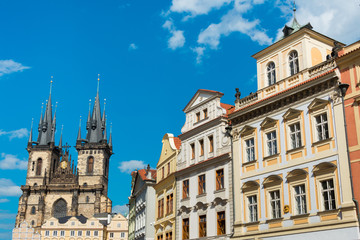 Fototapeta premium View of Prague on bright summer day