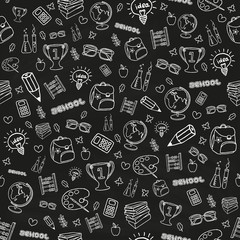 Hand drawn seamless school background.