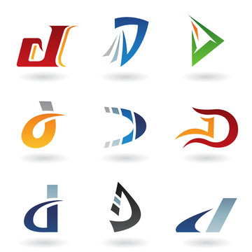 Abstract icons for letter D