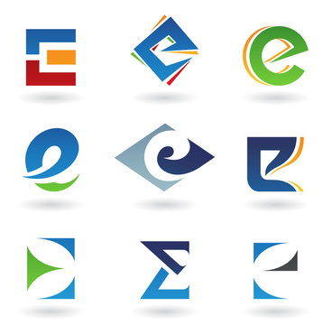 Abstract icons for letter E