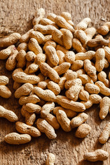peanuts on wood background