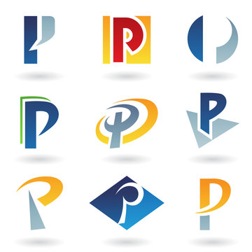 Abstract icons for letter P