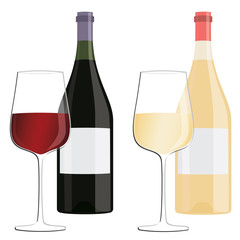 wine glasses and bottles