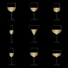wine glasses black background