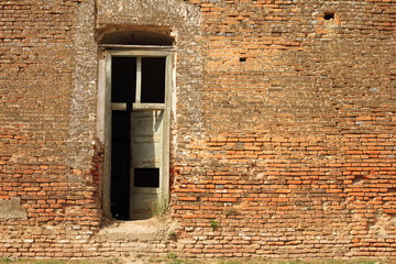 door on abandoned castle