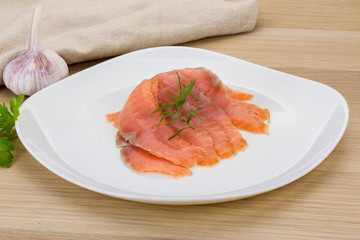 Sliced salmon