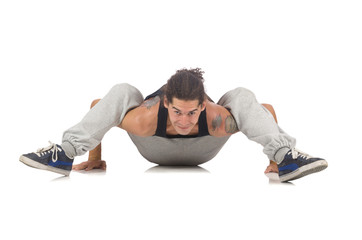 Man dancing isolated on the white