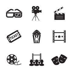 Cinema and Movie icon set modern trendy silhouette isolated