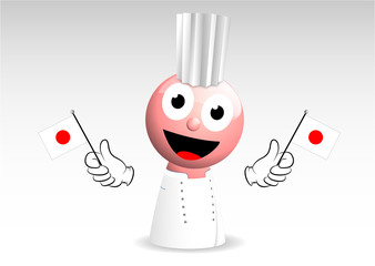 cucina giapponese, mascotte, cuoco, pupazzo