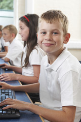 Male Elementary Pupil In Computer Class