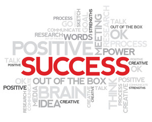 Red Success concept related words in tag cloud