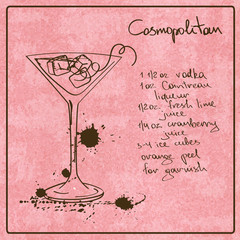 Hand drawn Cosmopolitan cocktail