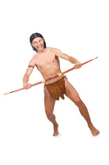 Native american in funny concept isolated on white