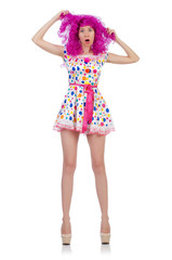 Emotional woman isolated on the white