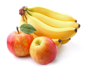 Fresh fruits.Banana and apples