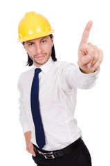 Young architect isolated on white