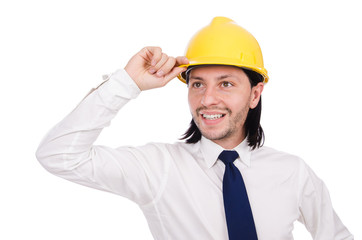 Young architect isolated on white