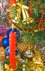 Christmas tree background closeup