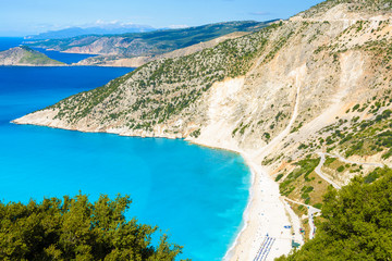 View of beautiful Myrtos beach on Kefalonia island, Greece