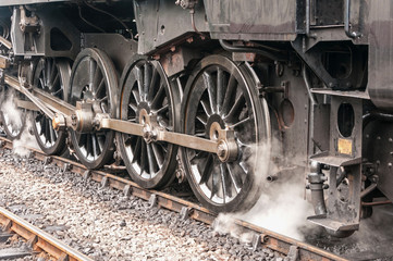 Fototapeta na wymiar Steam Train Drive Wheels