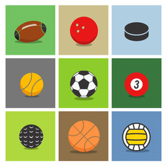 Fototapeta premium Sport ball silhouettes color collection