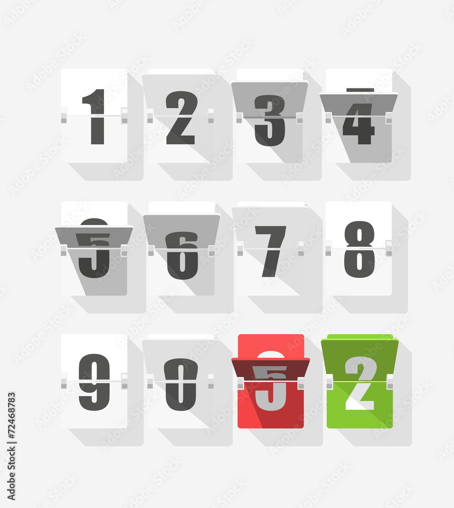 Poster Counter with digits set. Flat design