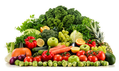 Fototapeta na wymiar Assorted raw organic vegetables isolated on white