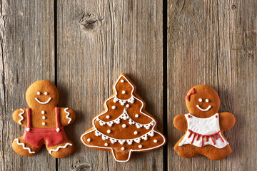 Christmas gingerbread couple and tree cookies
