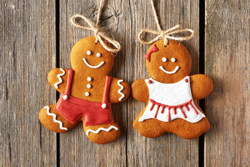 Christmas homemade gingerbread couple cookies