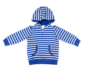 Kids striped shirt with hood isolated on white