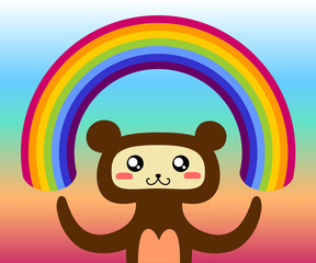 The bear made a rainbow.