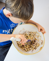 small boy baking