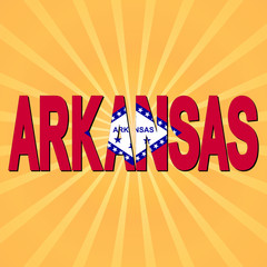 Arkansas flag text with sunburst illustration