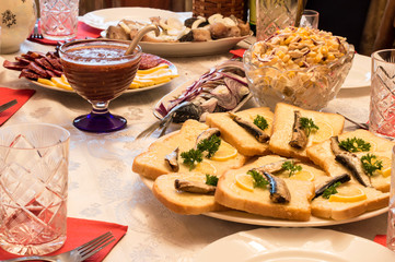 Various culinary specialties and drinking