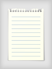 Lined note paper sheet