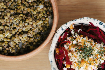 Cooked Lentils and Beetroot Salad