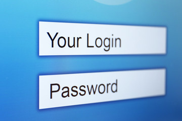 Login and password on monitor screen