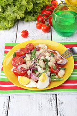 Fresh breakfast consisting of vegetable salad served