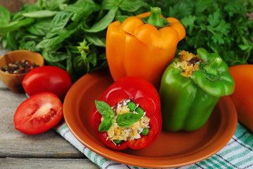 Composition with prepared stuffed peppers