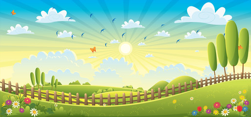 Obraz premium Landscape Scene Vector Illustration