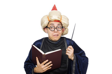 Funny wise wizard isolated on the white