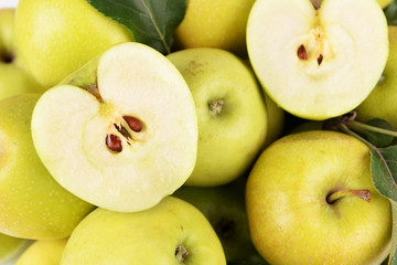 Ripe green apples close up
