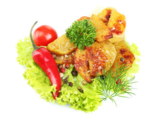 Homemade fried potato isolated on white