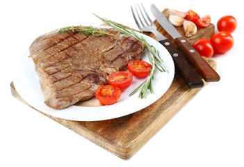 Delicious grilled meat isolated on white