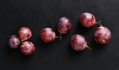 Grape on black background