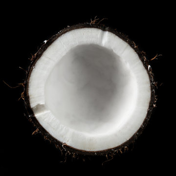 Coconut On Black Background